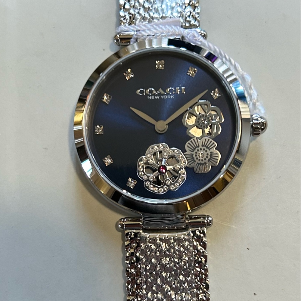 Coach Park Carnation Watch With 34mm Navy Blue Face & Silver MeshBracelet - Picture 3 of 9